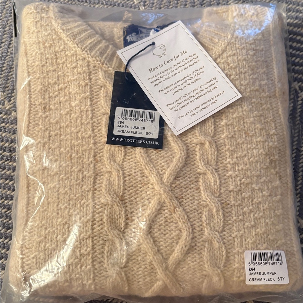 Trotters Cream Cable Knit Jumper